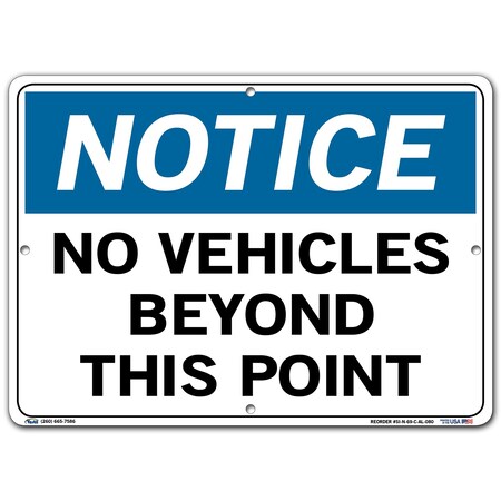 Vestil Aluminum Sign, 10-1/2" H, 14-1/2" W, Aluminum, Rectangle, English, SI-N-69-C-AL-080 SI-N-69-C-AL-080
